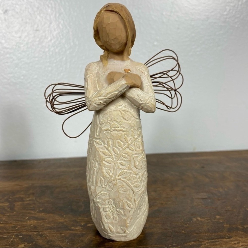 Demdaco Cream and Tan Willow Tree Style Angel Figurine